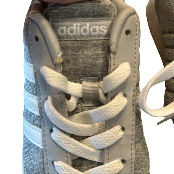 Adidas Gray Jersey Sneakers with 3 Stripes Womens 6.5 - Picture 6 of 8